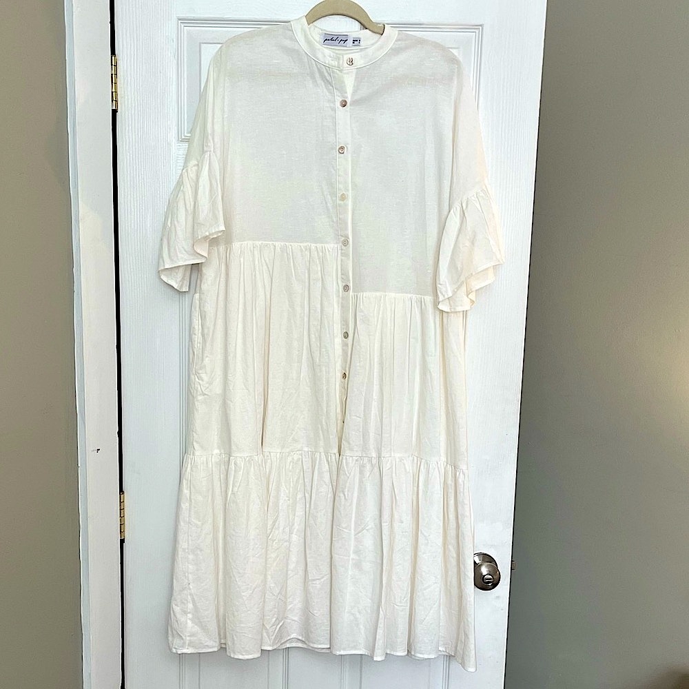 Petal and Pup White Button Dress